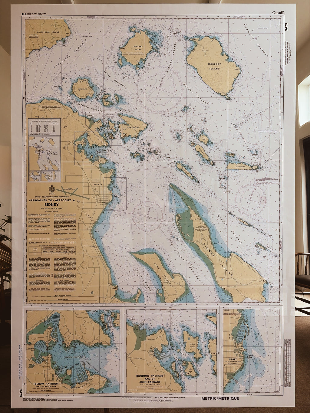 Chart 3479 — Approaches to Sidney (Framed Mirror, Glass)