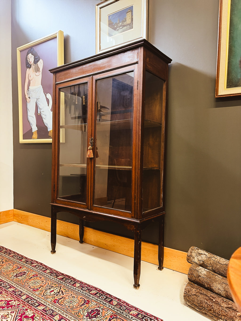 Early 1900's Edwardian Mahogany Glass Cabinet