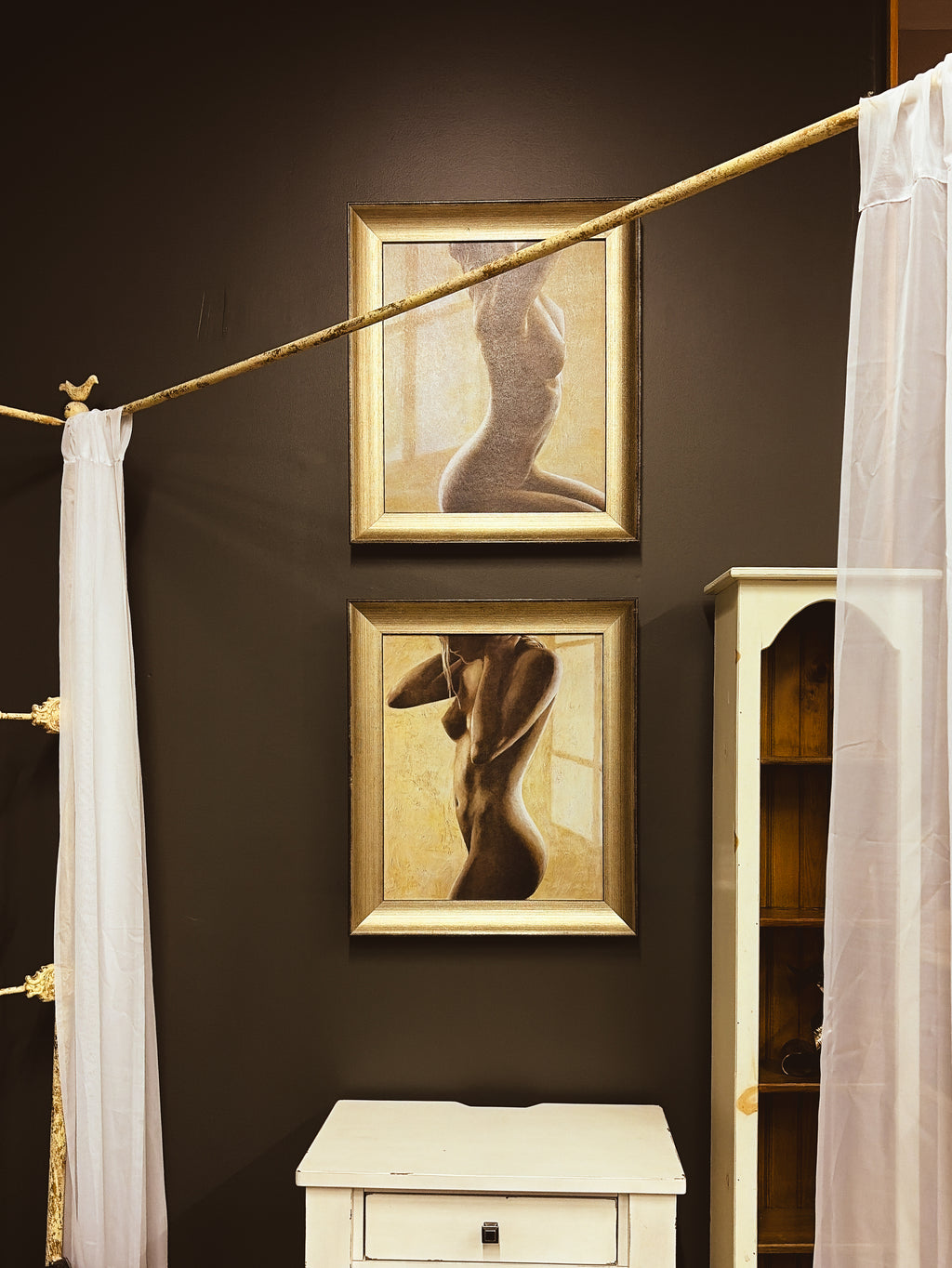 Nude Studies — Pair of Framed Textured Prints