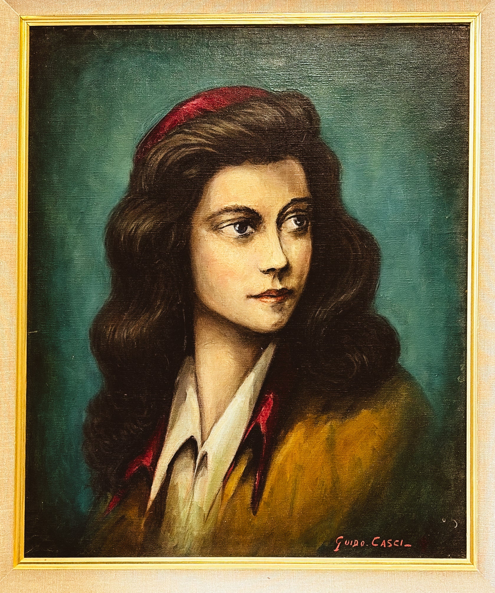 Dark Haired Beauty — original oil portrait signed by Guido Casci
