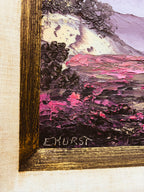 Close-up of E. Hurst signature lower left corner of desert landscape painting