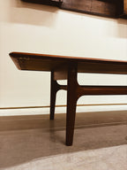 Mid-Century Teak Coffee Table with Cane Shelf