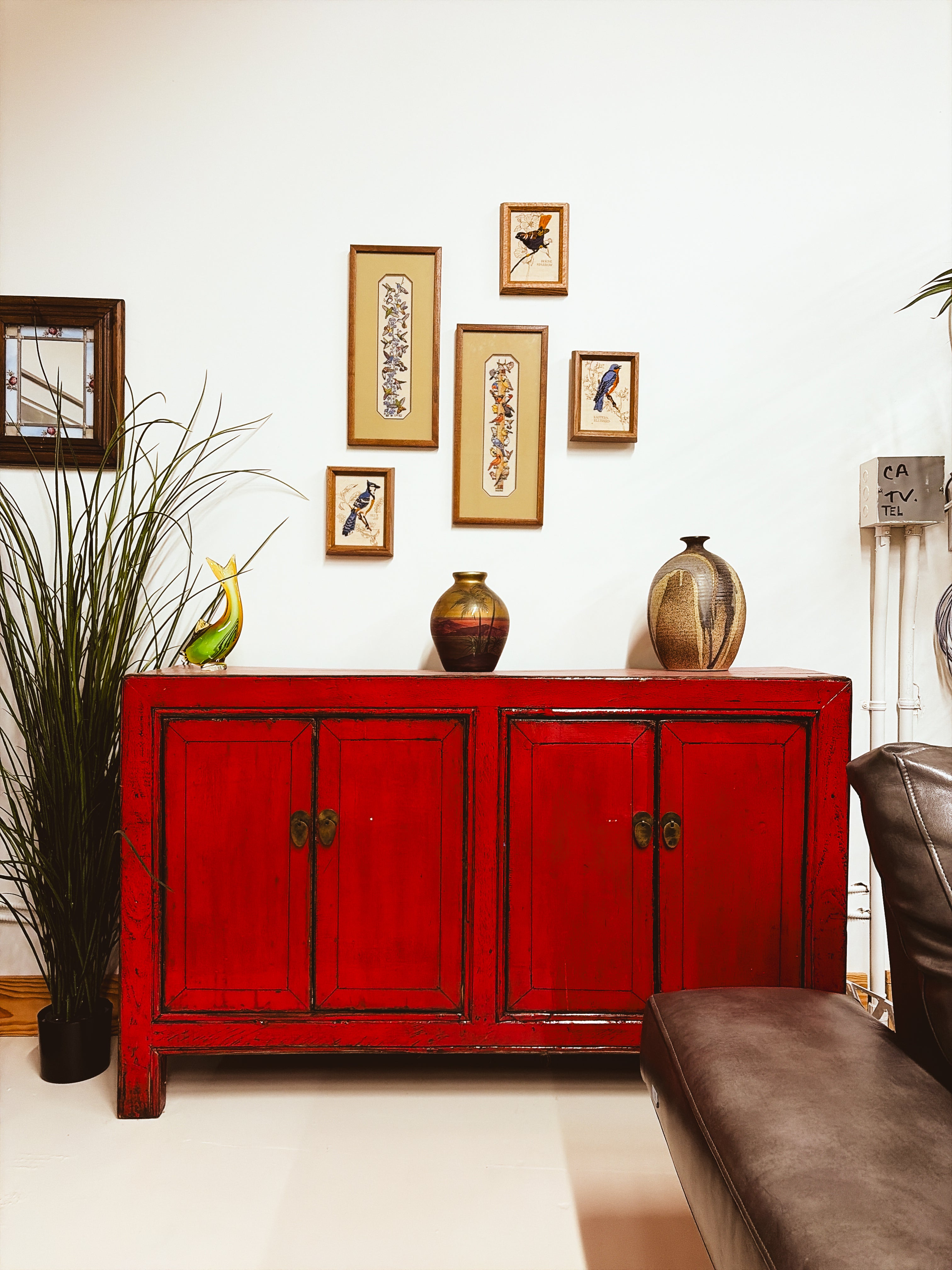 Red Lacquer Four-Door Sideboard