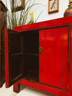 Red Lacquer Four-Door Sideboard