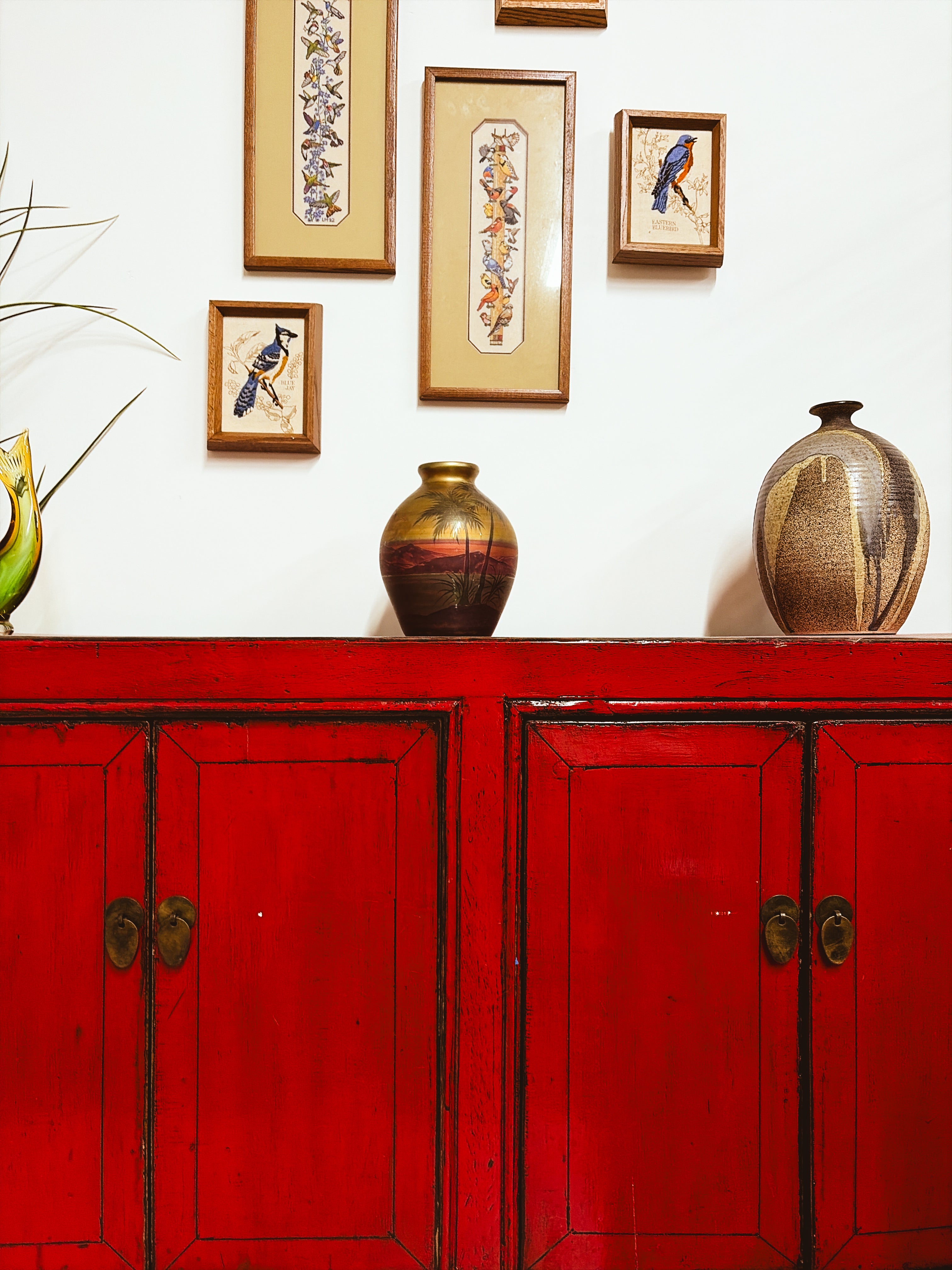 Red Lacquer Four-Door Sideboard
